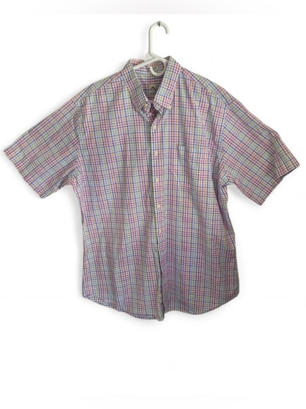 Peter Millar multicoloured plaid button up short sleeve golf shirt size XL
